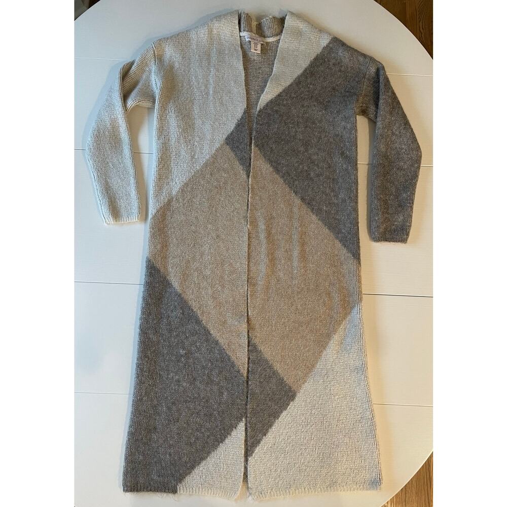 Sincerely Jules Duster Cardigan Sz XS Open Front Colorblock Tan Beige Boho Chic - Picture 5 of 10